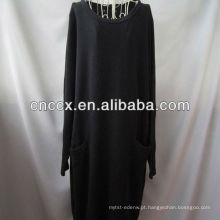 12STC0664 mulheres pura camisola preta manto
